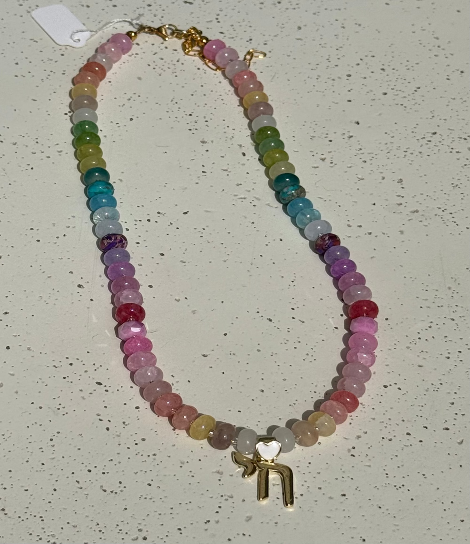 RAINBOW MULTI CANDY CHAI HEART CHARM