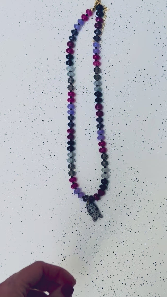 BLACK RASBERRY CANDY W/FISH CHARM